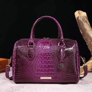 Purple Gradient Crocodile Embossed Boston Bag